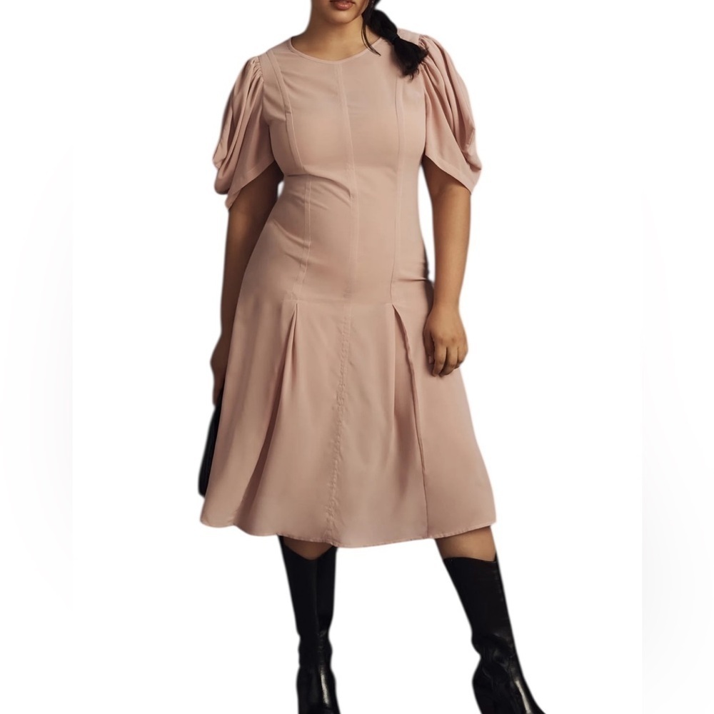 Anthropologie Modern Sheer Midi Dress Blush Pink